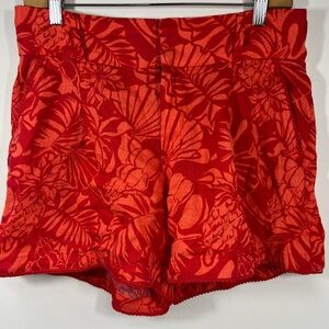 Nicole Miller Red Floral High Waist Shorts Size 6